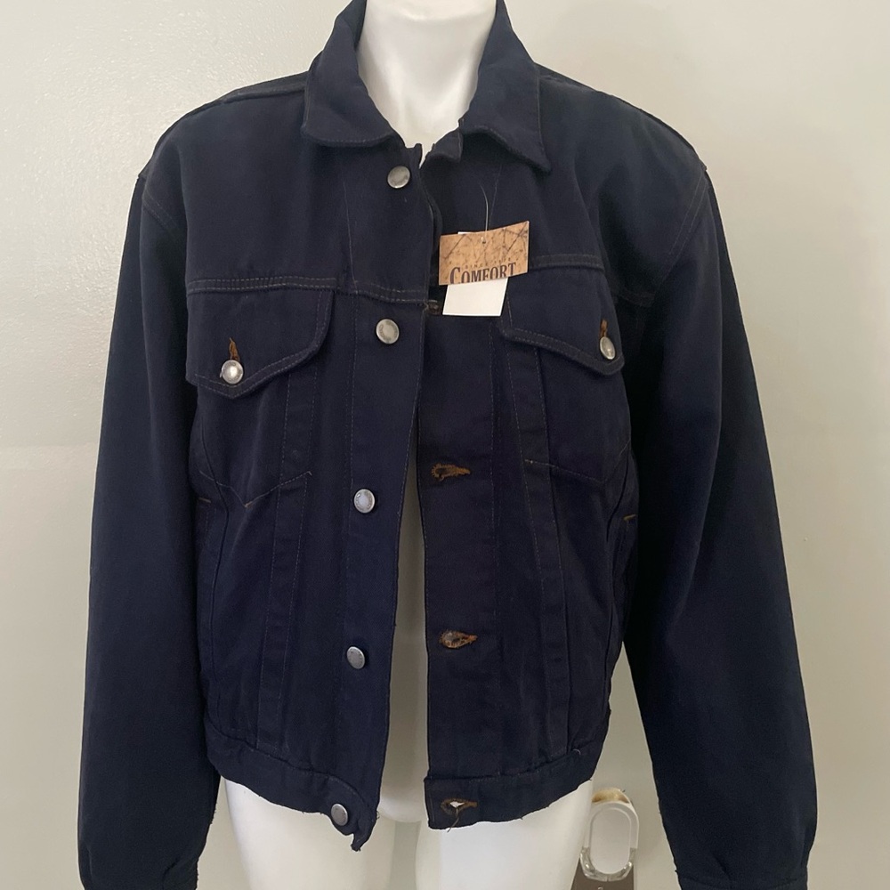 NWT Youth Girls Comfort Denim Dark Denim Coat Size L ~ Tie Dye Lining